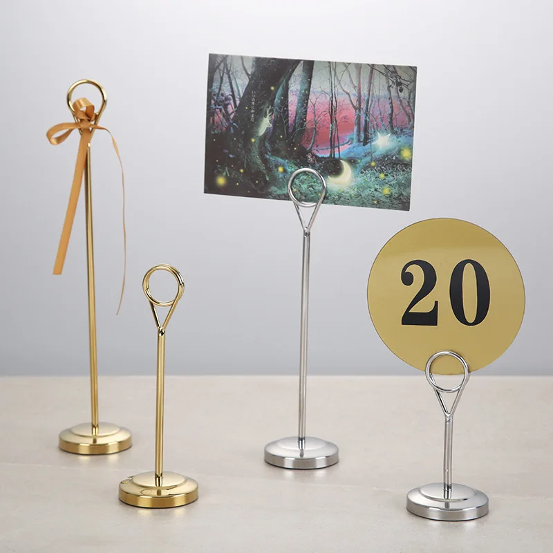 5pcs Metal Place Card Holders Price Tags Photo Clip Stands Wedding Table Number Name Sign Stand for Wedding Party Home Decor