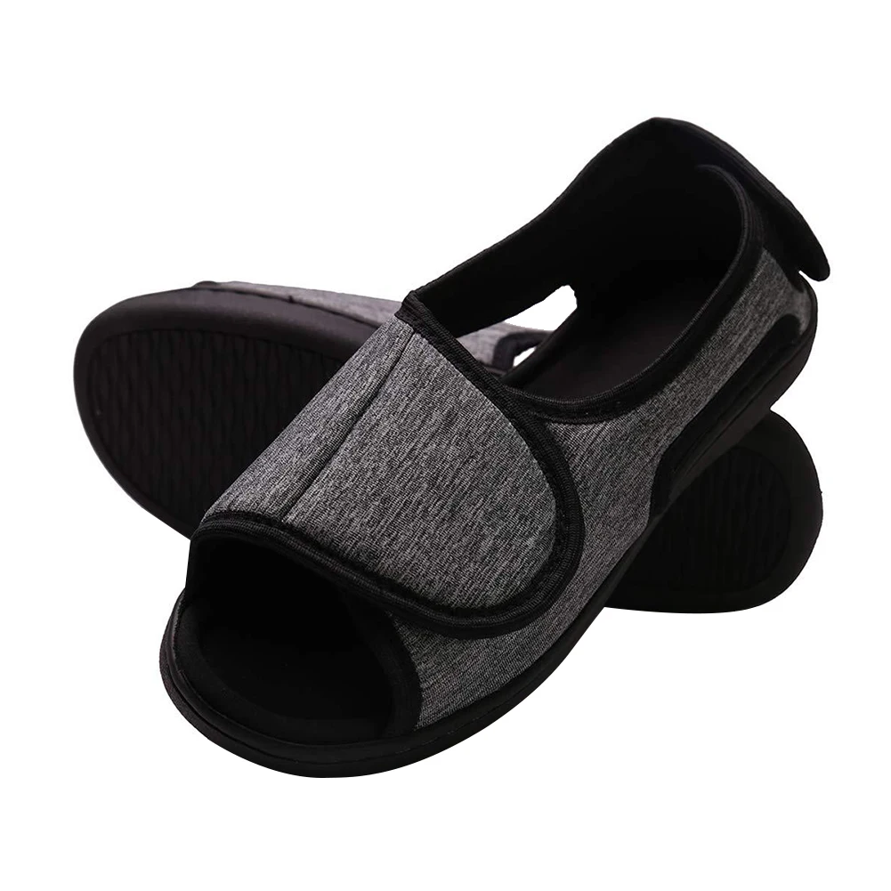 Hook and Loop Fastener Shoes Adjustable Edema House Shoes Breathable Slip- Edema Footwear Non-Slip for Indoor Outdoor