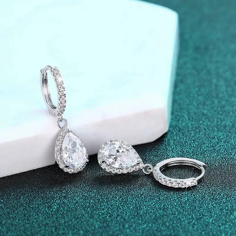 JoiasHome Tropfenohrringe aus 925er-Sterlingsilber für Damen, 5 x 8 mm, Moissanit, luxuriöser Hochzeits- und Verlobungsschmuck, Geschenke – Detail 7