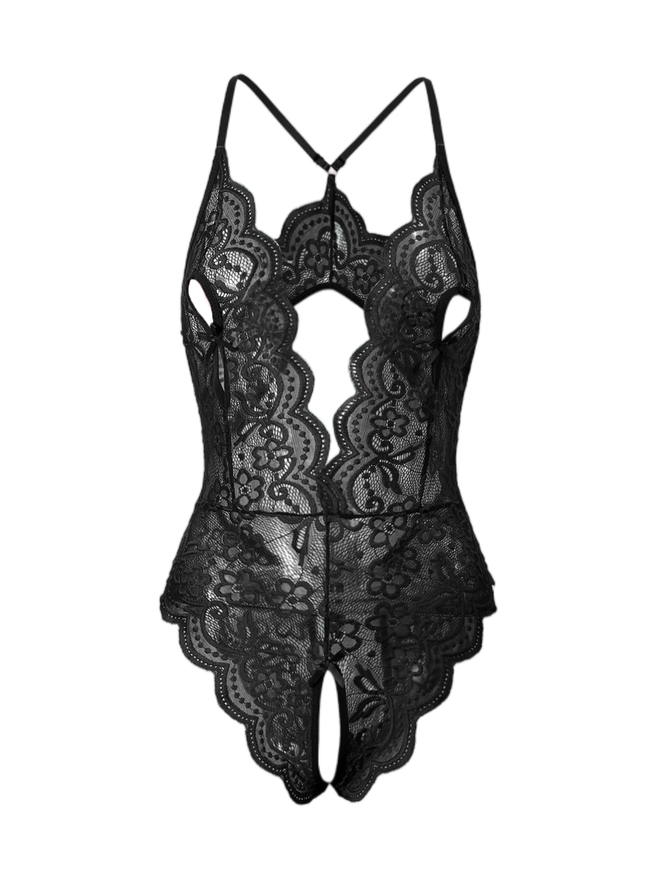 

Sexy Lingerie For Valentine's Day Women's Dress Erotic Bodysuit Open Crotch Hollow Lace Underwear Babydoll Transparent Outfit