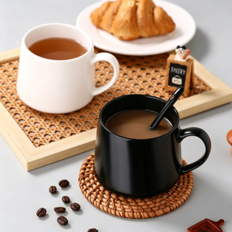 Japanese Matte Household Ceramic Mug Office Coffee Cup with Handle Milk Breakfast Couple Water Cup Suitable for Gift Cups