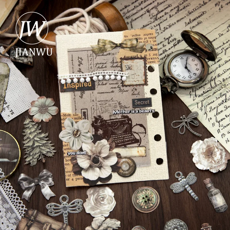 JIANWU Collect Small Things Series Vintage Flower Item Landscape Material Collage Sticker Creative DIY Journal Stationery view 3