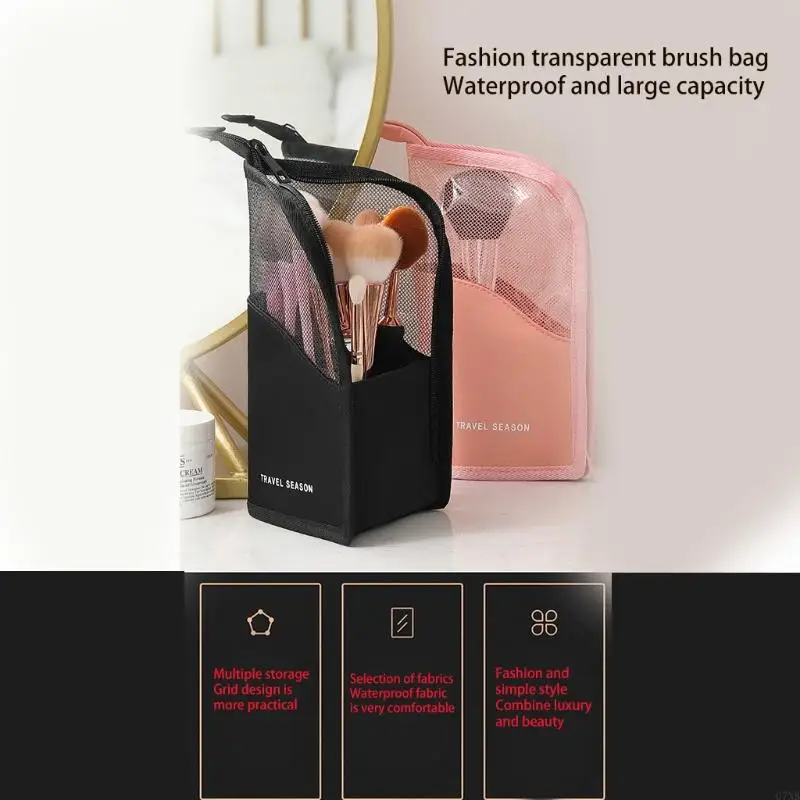 

G7NB Travel Makeup Brush Bag Dust Proof Cosmetic Sample Lipsticks Face Cream for Women Art Diamond Glitter Powder Jar