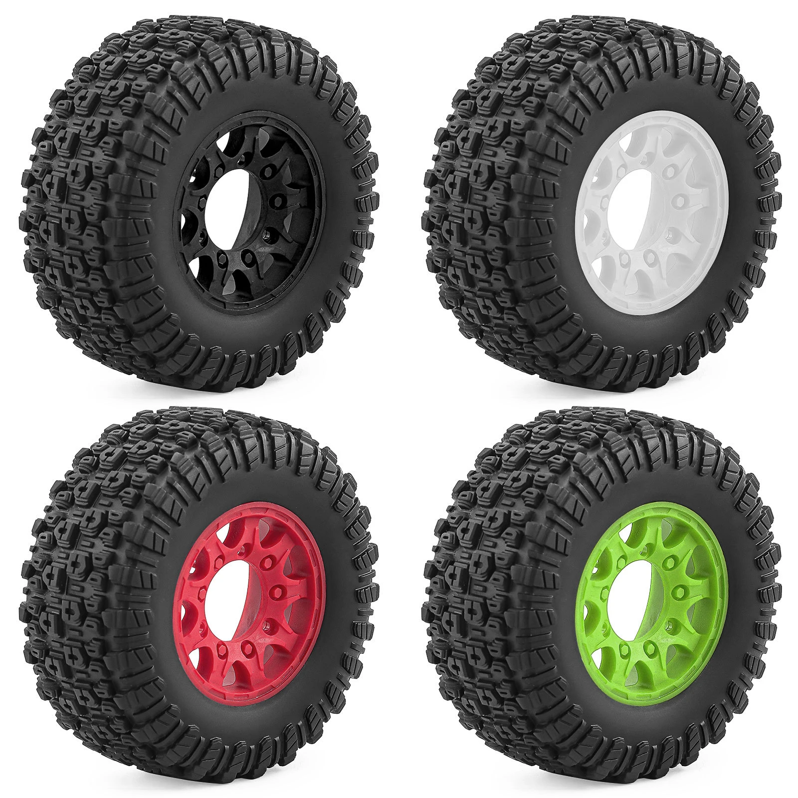 4pcs 109mm Short Course Truck Tires Wheel Set with 12/14/17mm Hex for 1/10 ARRMA Senton Fury 223S BLX RC Car Upgrade Parts