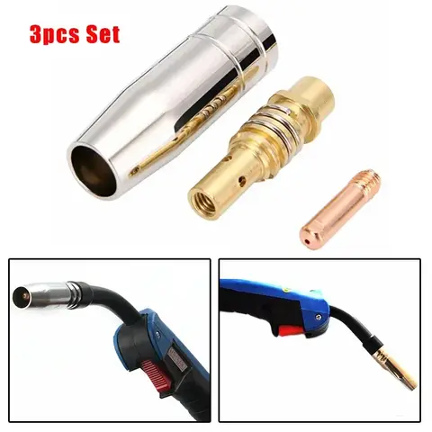 홀더가 있는 용접 노즐, 15AK 1.0mm 접촉 팁, CO2 MIG 용접 토치, 공랭식 MB 용접 도구 액세서리, 세트당 3 개