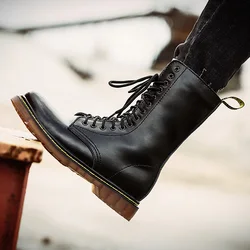 Sapatos plataforma para homens e mulheres, botas góticas, góticas, para casais, plus size, bota de Chelsea, couro genuíno, ao ar livre, bota alta, 48, 2022