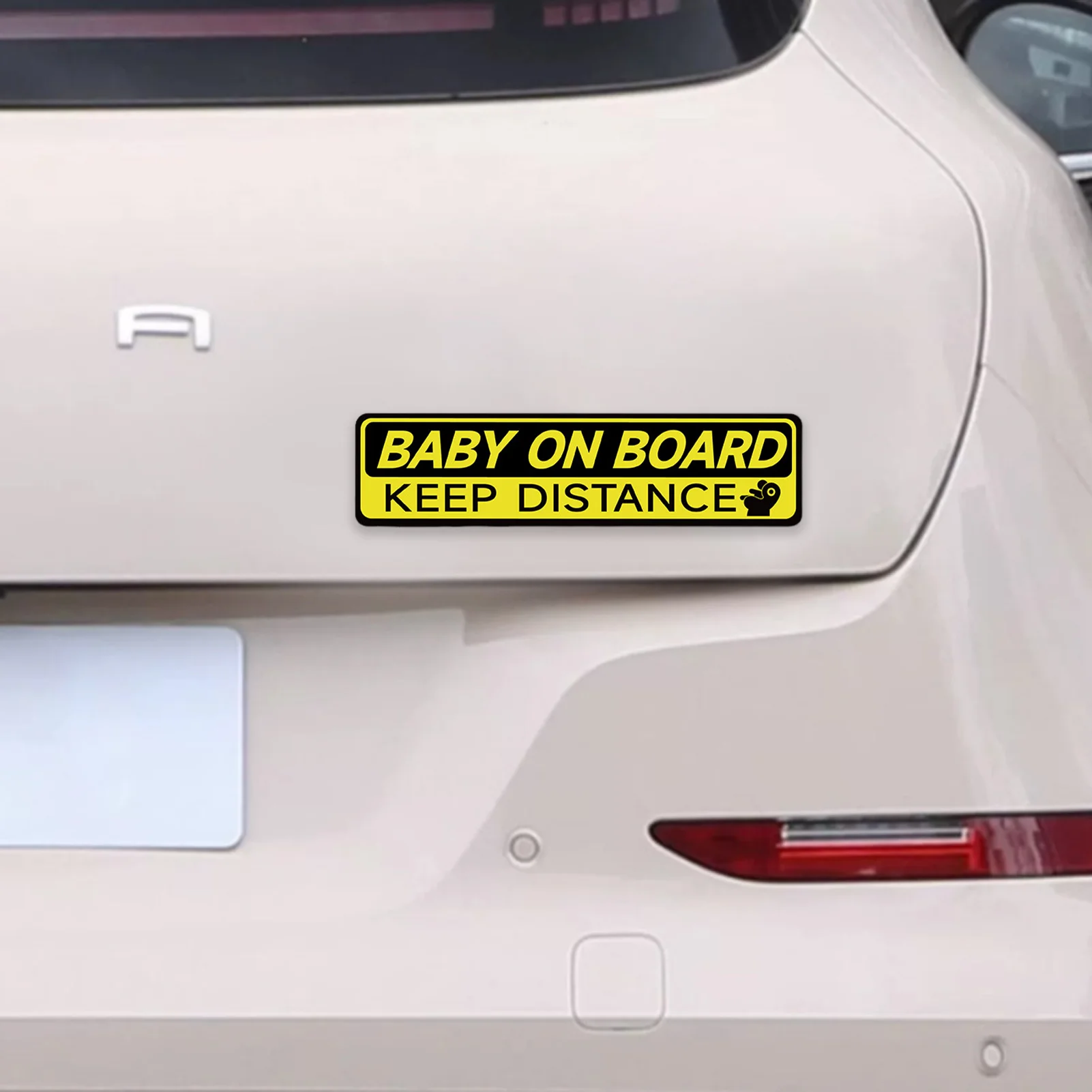 1Pc Baby On Board Car Safety Sticker, Yellow Black High Visibility Waterproof Decal for All Vehicles view 4