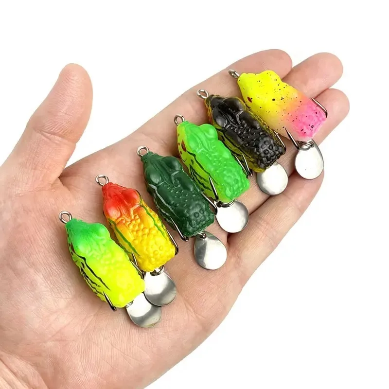 

Mini Soft Frog Lure (5g/13g) with Metal Spinner Spoon, Topwater Floating Silicone Artificial Bait for Bass Pike Snakehead