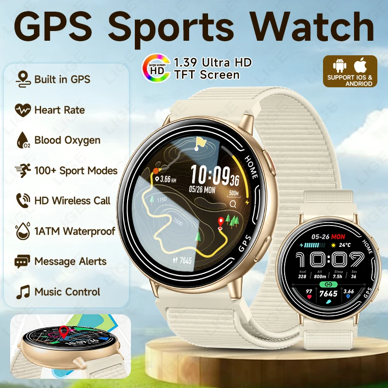 

LIGE New Fashion Sports Smart Watch 100+Sports Modes GPS Satellite Positioning Bluetooth Call Health Trackr Smartwatch Men Women