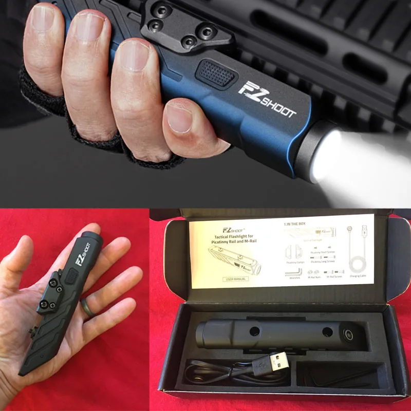 EZshoot 1700 Lumens Flashlight Magnetic Rechargeable with Strobe Mode Compatible with Picatinny And M Rail for Outdoor Sports