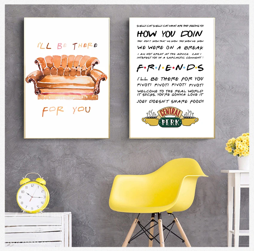 Central Perk Poster Friends Sublimation Design Wall Pictures Home Decor Friends TV Show Poster Quotes Canvas Art Print Painting