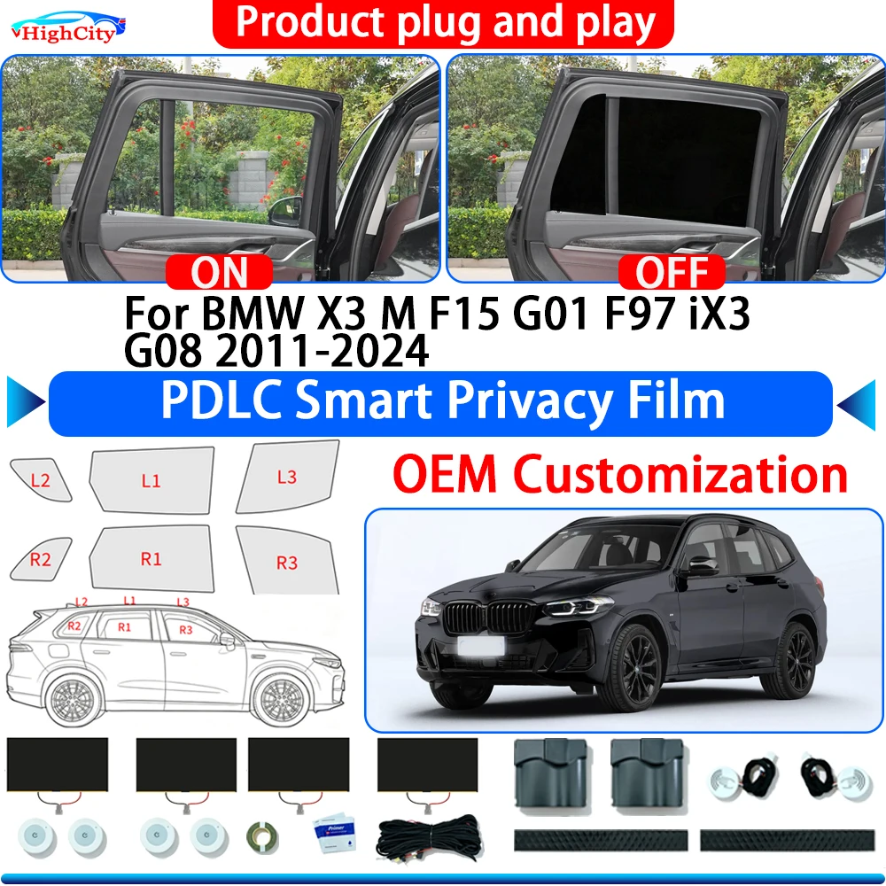 For BMW X3 M F15 G01 F97 iX3 G08 2011-2024 Electric Smart Privacy Film Polymer Dispersed Liquid Crystal Film Glass Window Tint