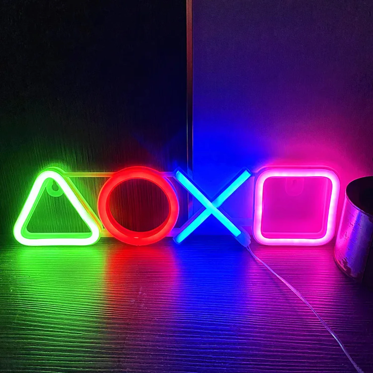 Neon Gaming LED Wall Decoration with Vibrant Colors, Eye-catching Gamepad Neon Lamp for Bedroom Decor, Portable USB Battery Nigh