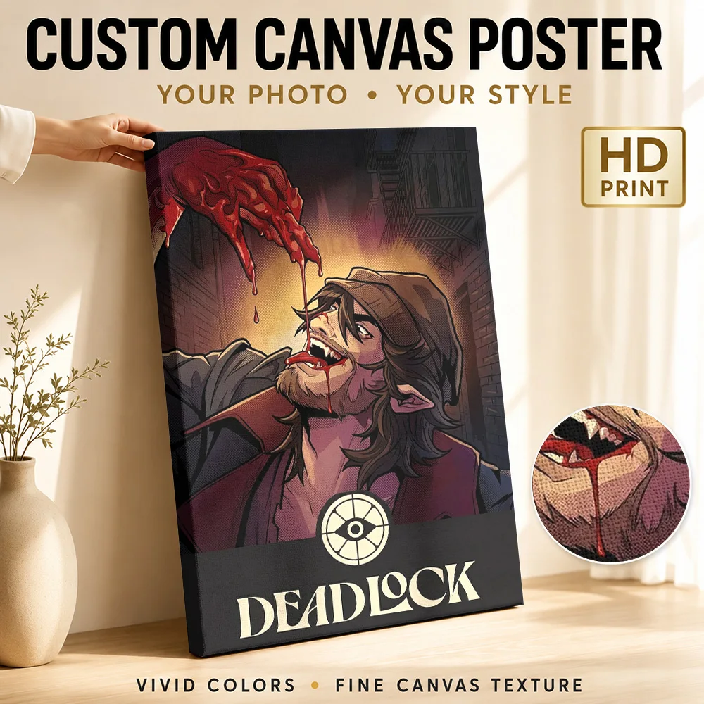 Deadlock Vampire Alley Scene Framed Canvas Print Poster Personalized Photo Gothic Horror Wall Paintings Decoration for Bedroom
