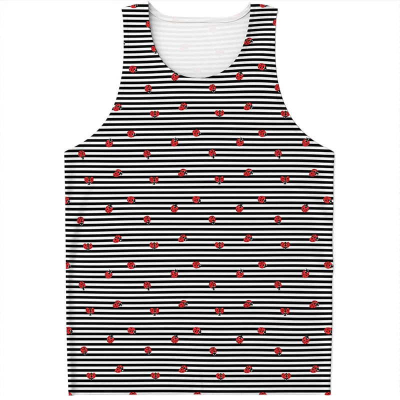 Fashion Ladybug 3D Printed Tank Top Men Summer Sports Sleeveless Vest Streetwear Casual Insect Pattern Oversized Tops Tee Shirts