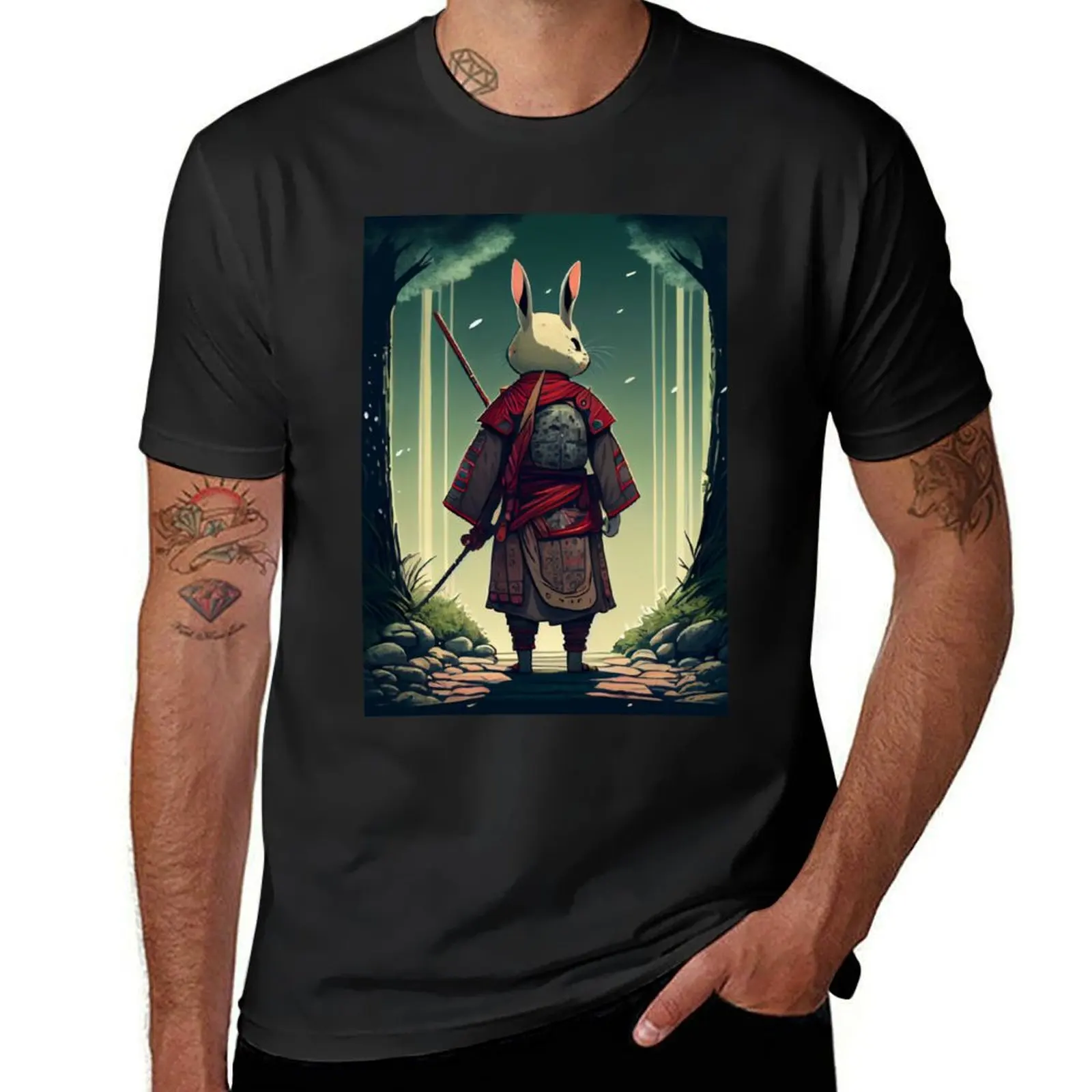 Evil Ronin Bunny in a Deep Forest T-Shirt customs design your own graphics Aesthetic clothing clothes for men