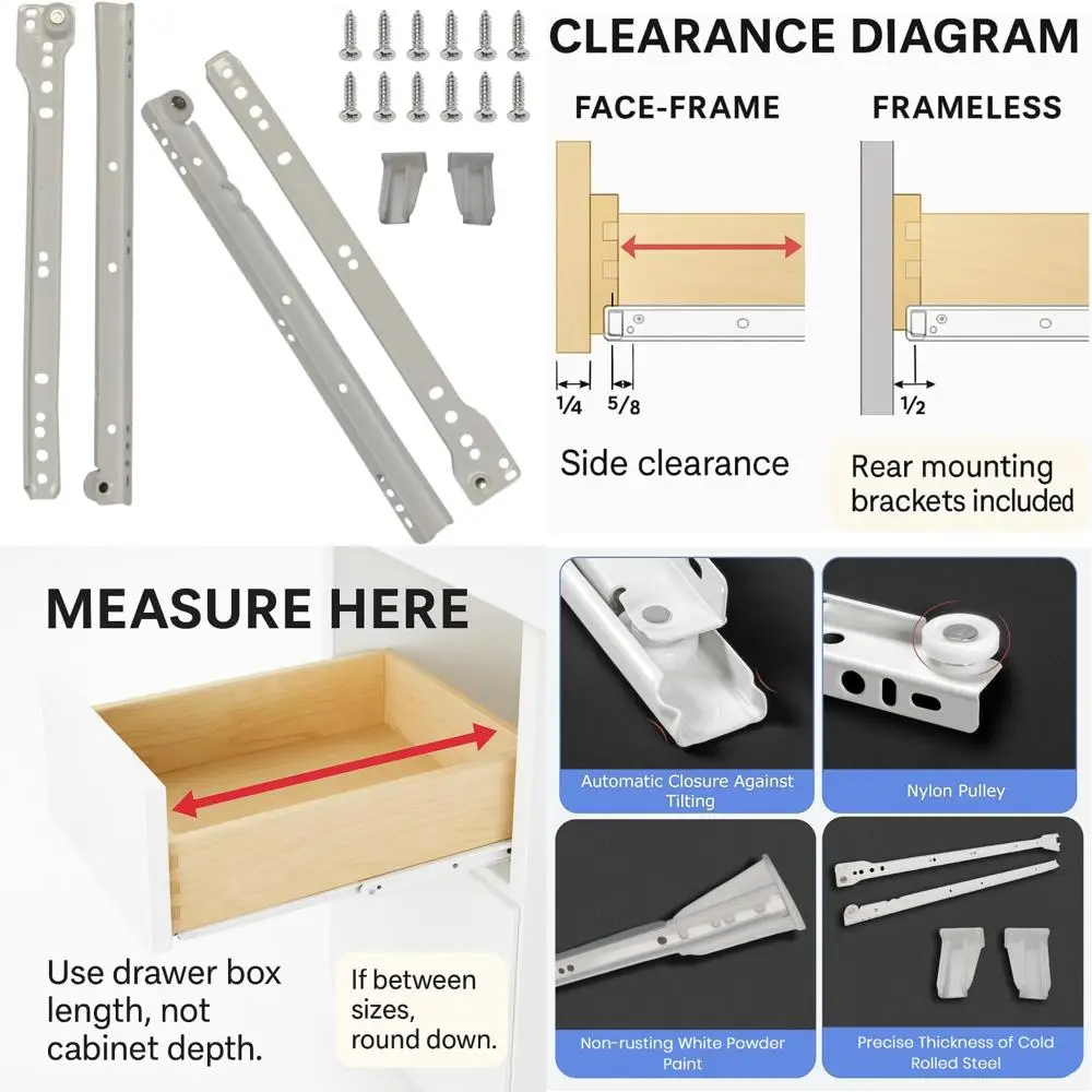 شرائح أوروبية شديدة التحمل، 20 عبوة، مناسبة لخزائن الوجه بدون إطار، سعة 75 رطلًا، فولاذ ملفوف على البارد، شركة البودرة #1