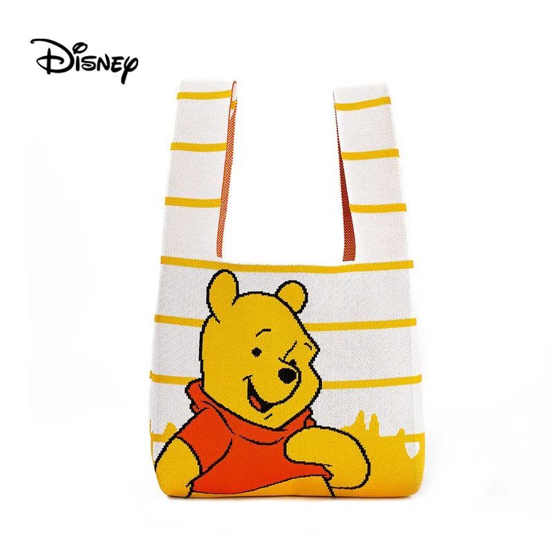 

Disney Striped Cartoon Winnie the Pooh Handbag Large Capacity Clutch