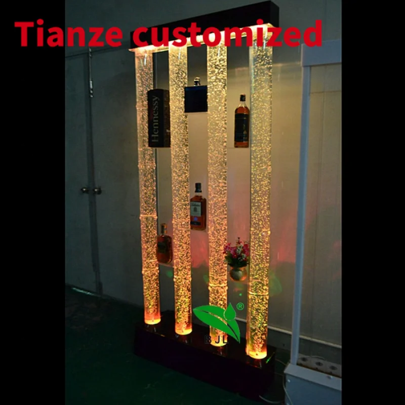 (Customized) used luxury led water bubble tube lighting home bar cabinet designs