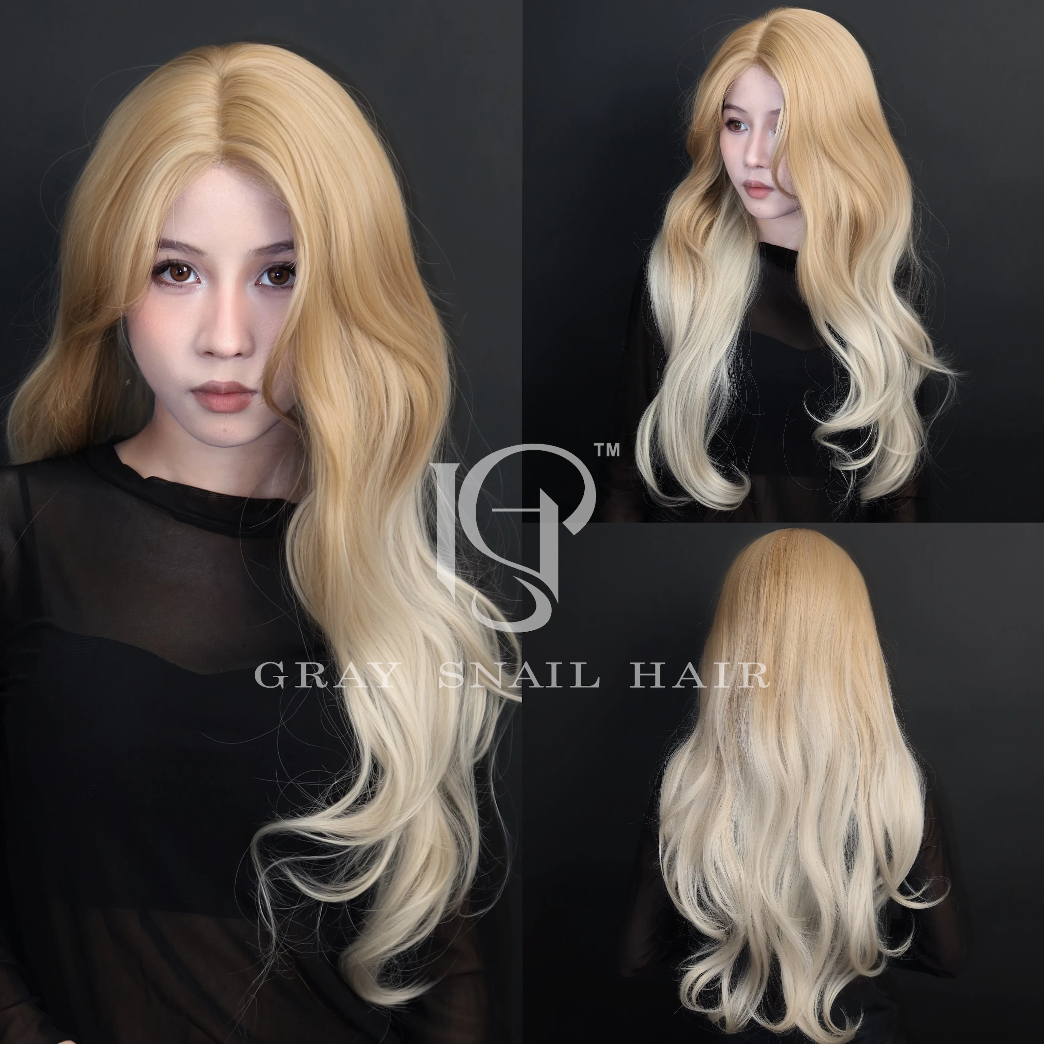 

Golden Wavy Synthetic Wig for Asian Women Middle Part Long Body Women Party Lolita Cosplay Blonde Fiber Fake Hair Daily Use