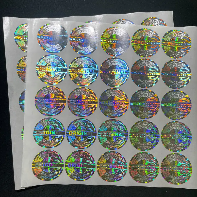 30X30mm Silver Original Authentic Sticker Tamper-proof Security Seal Holographic Sticker Laser Anti-counterfeiting Sticker