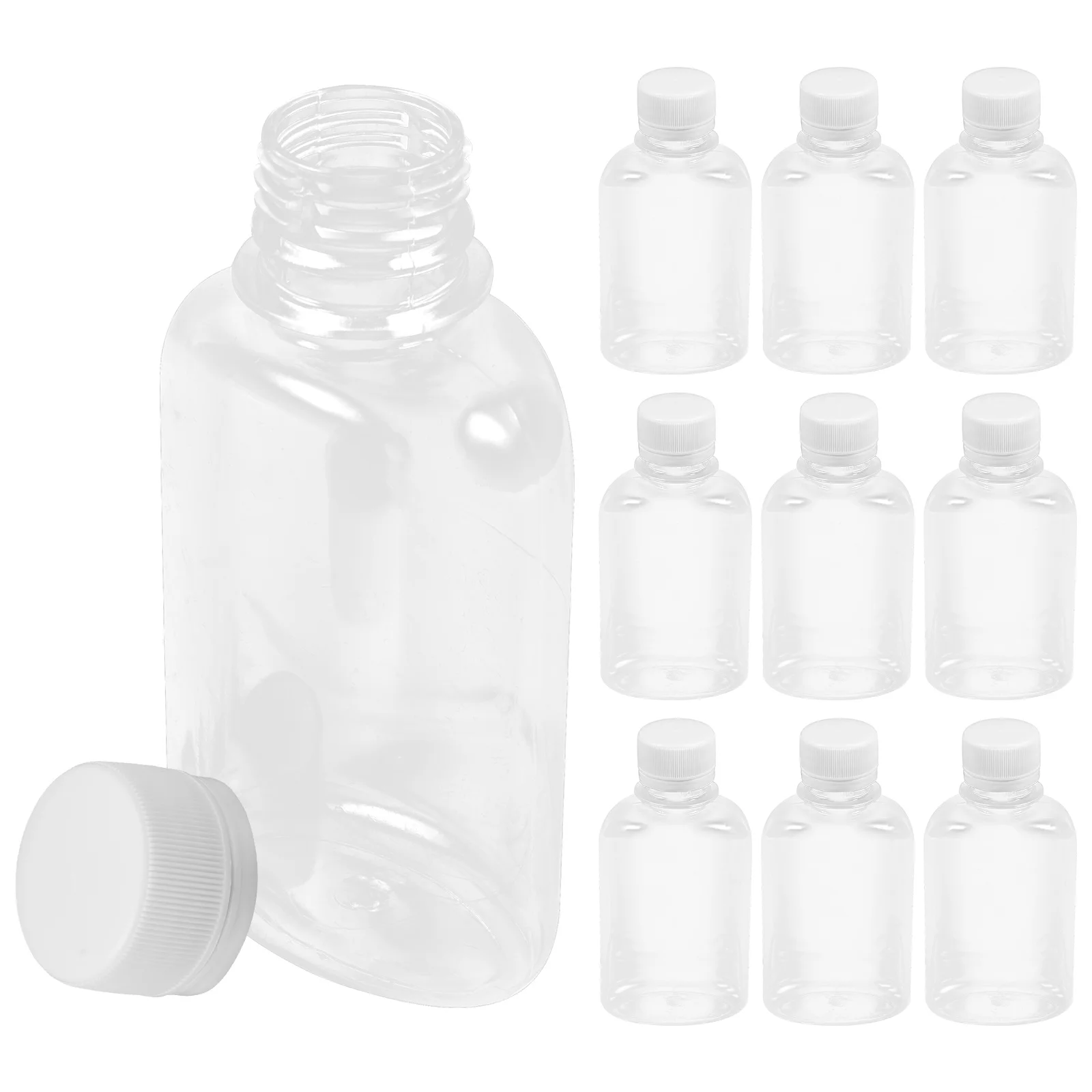 

10pcs Sealed Cap Beverage Empty Juice Bottle Portable Plastic Container Large Capacity Leakproof Drink Storage Juice for Home