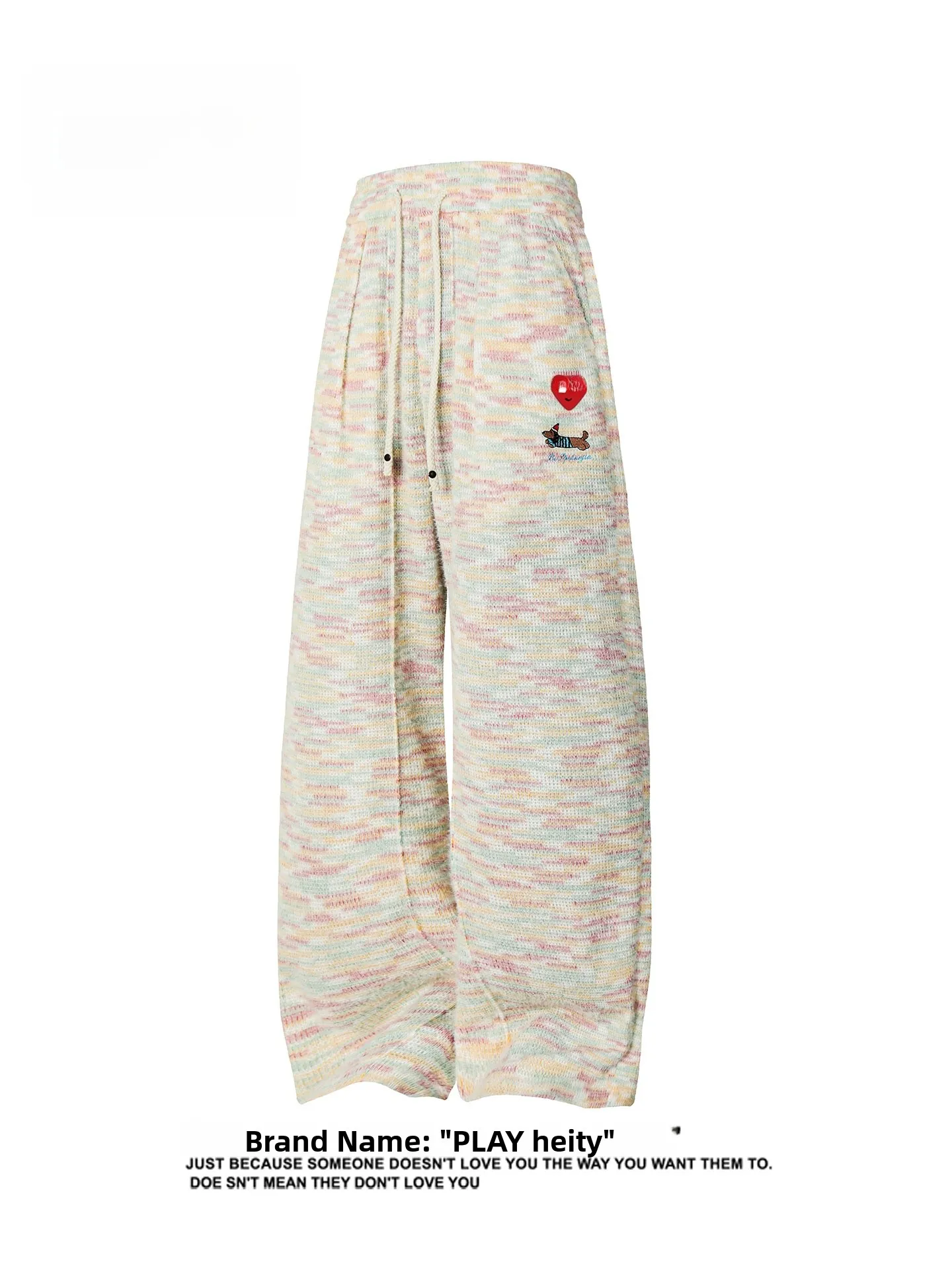 

Play Hei Embroidered Sausage Dog Casual Pants ex Loose Fit Versatile Comfortable Cotton Polyester Blend All Seasons Wear