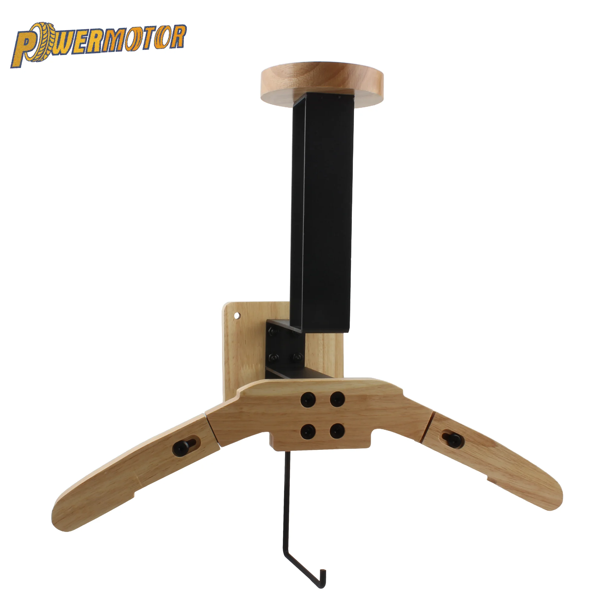 Motorcycle Helmet Holder Stainless Steel Wall Mount with Wooden For Tactical Helmets, Vests and Motorcycle Accessories Storage