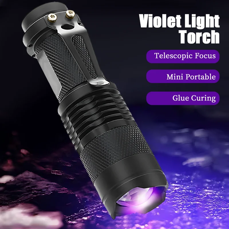 UV Flashlight LED Ultraviolet Torch 365/395nm Mini Ultraviolet Torch Portable Inspection Lamp for Pet Urine Stain Detector