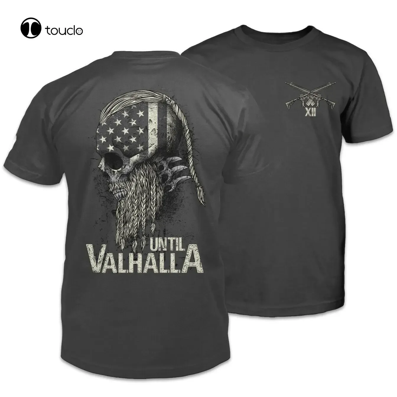 Valhalla-Shirt Two Side Skull Vintage Us Flag Unisex Tee Gift Tee Shirt