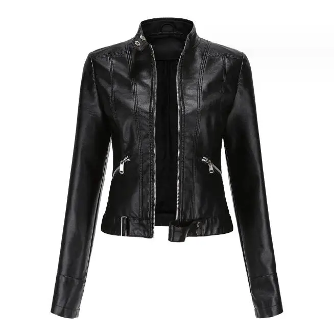 Giacca in ecopelle donna Moto Biker giacca con cerniera 2023 nuova primavera autunno Moto cappotto rosso nero