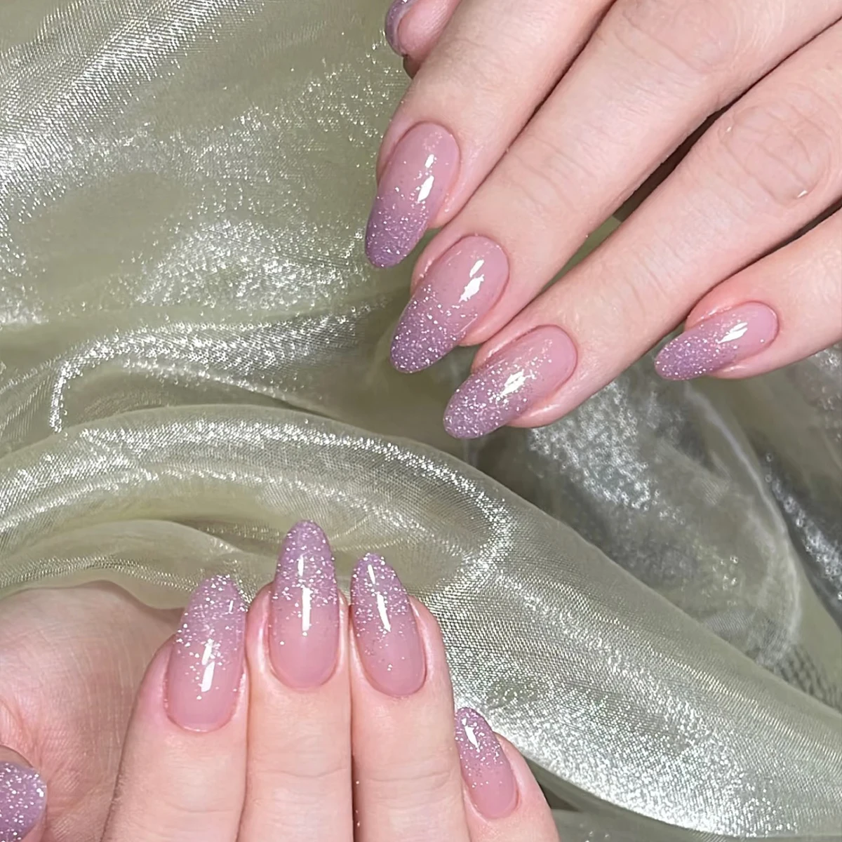 16 Tipps/10 Blatt Full Cover Nagelaufkleber Farbverlauf Funkelnde Nagellackstreifen Glitzer Nail Art Aufkleber Maniküre Dekoration