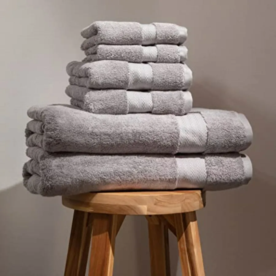 Bath towel set for hotel and spa use, 100 organic cotton, dark grey, 700 GSM premium plush absorbent soft durable skin-friendly
