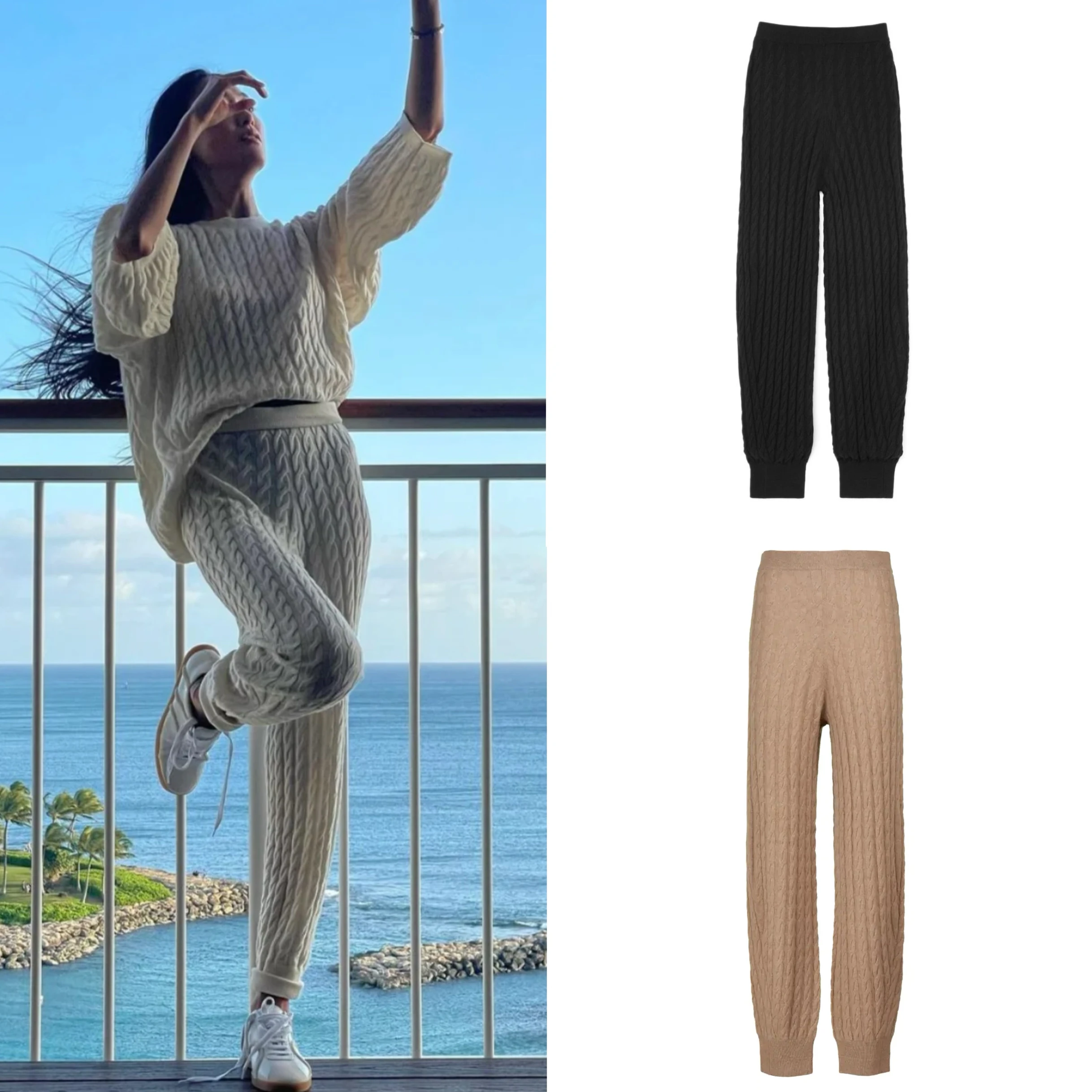 NIGO LP Women's Retro Cashmere Drawstring Leg Autumn And Winter Bottom Trouser Solid Color Casual Long Pants #nigo61381