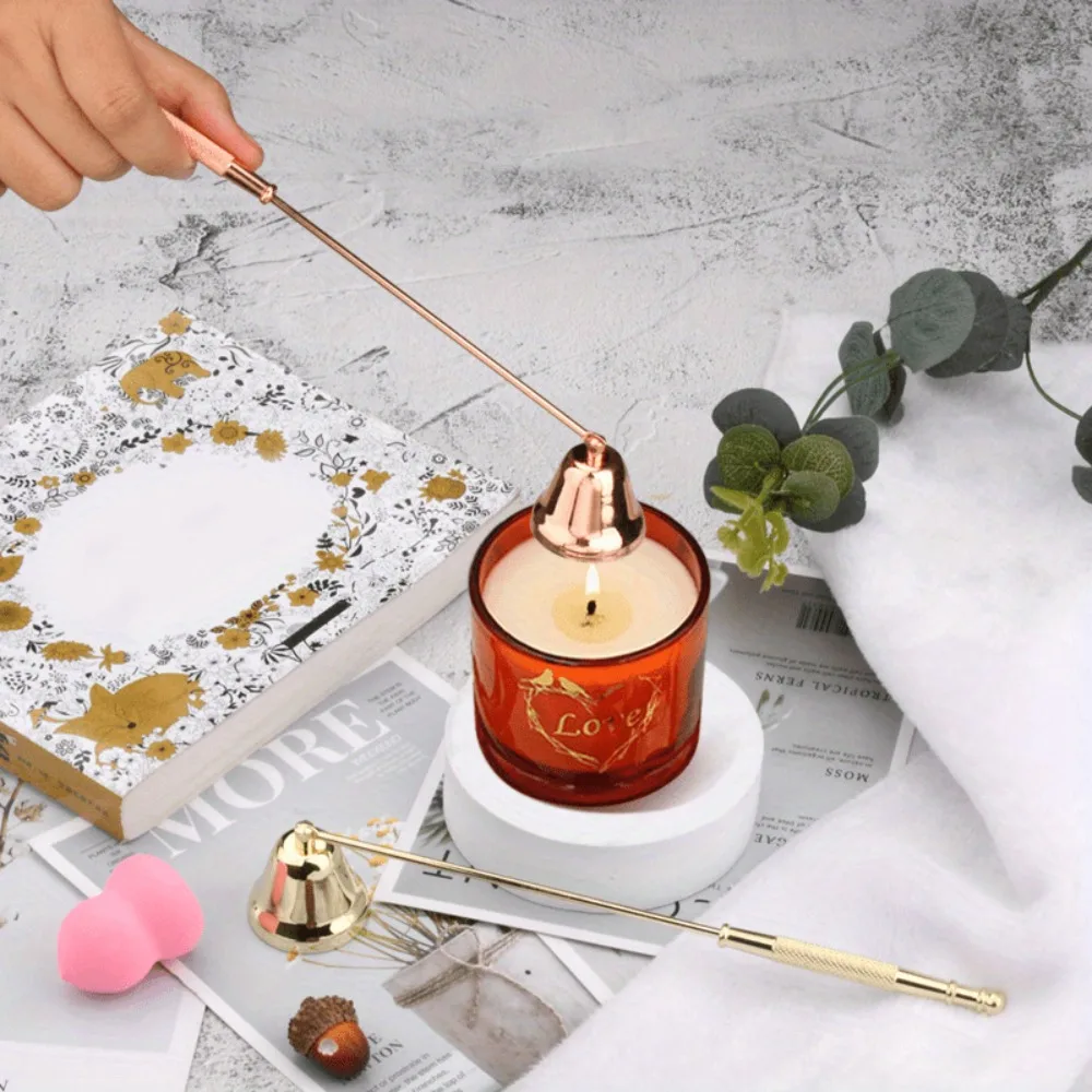 Multi Color Long Handle Scented Candle Extinguisher Golden Sliver Rose Gold Stainless Steel Small Bell Home Decor Household Tool