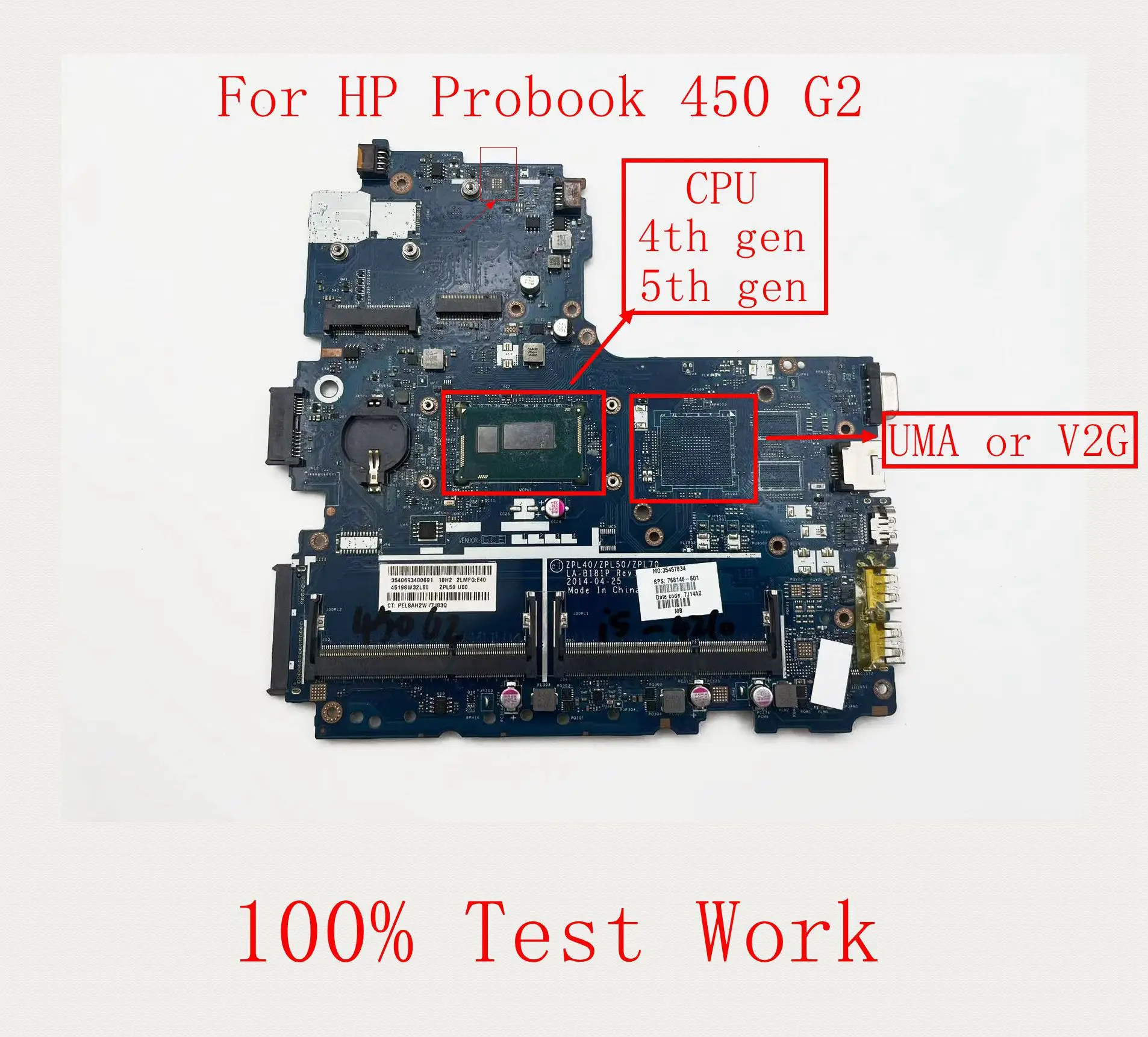 Anwendbar auf HP Probook g2 Notebook Motherboard la-b181p DDR3 uma oder diskrete Grafiken Testa rbeit