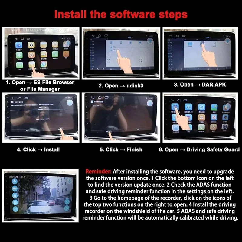 차량용 대시 캠, 녹음기 전면 ADAS 대시 캠, 야간 버전, 안드로이드 DVR, 자동 녹음기, USB HD 1080P 광각