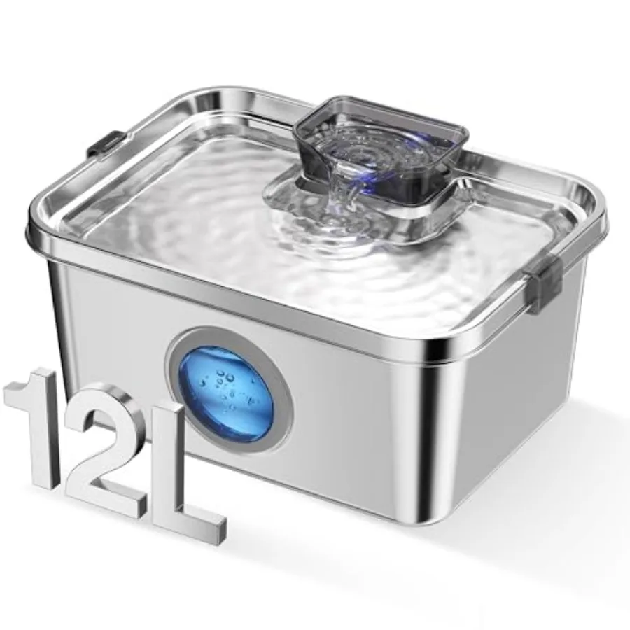 

Dog Water Fountain lons Stainless Steel Dog and Cat Water Fountain Large Pet Water Fountain for Multiple Pets Ultra Silent Wide
