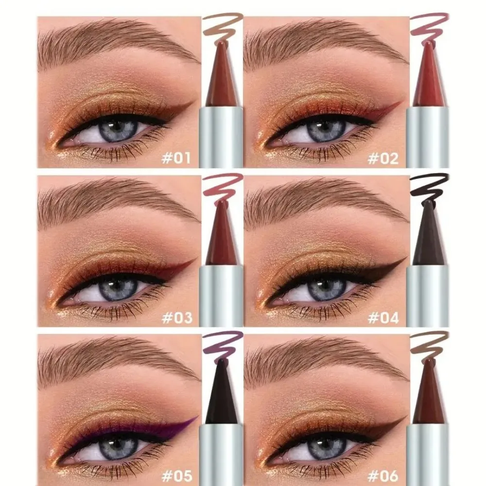 6色の防水アイライナーペン、長持ちする滑りにくいアイライナーペン、成熟した女性に適しており、毎日のメイクやパーティーのメイクに適しています。
