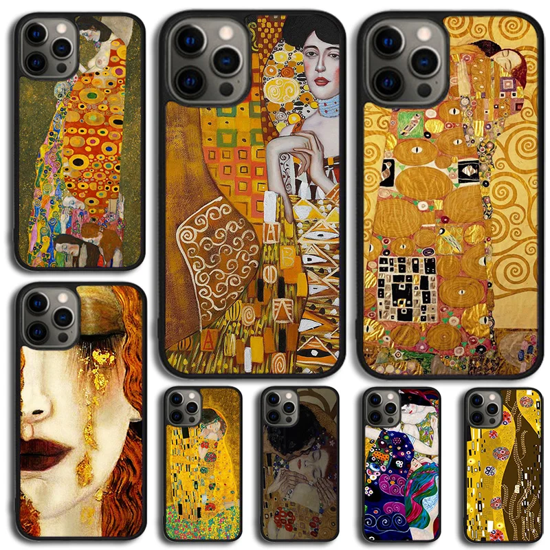 Kiss by Gustav Klimt Phone Case For iPhone 16 15 14 13 12 Mini 11 Pro Max Plus X XS Max XR Cover Shell coque