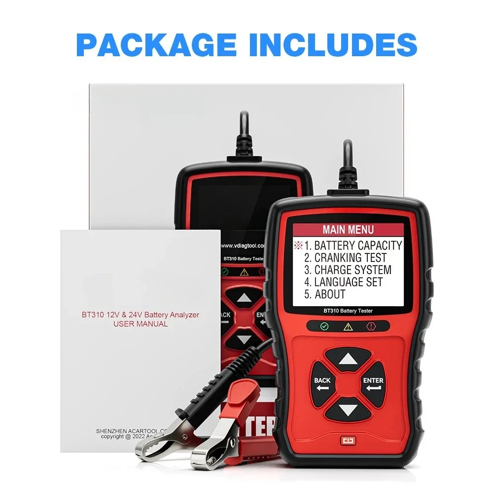

BT310 Digital Car Battery Tester 12V 24V Vehicle Voltage Test Tool