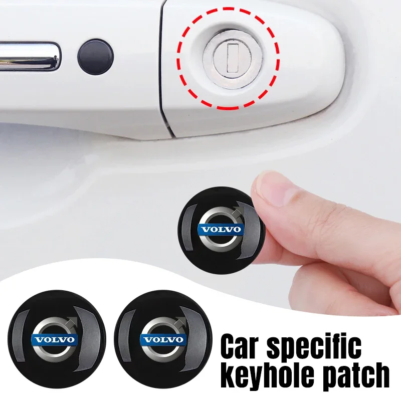 4pcs Car Door Keyhole Lock Core Dustproof Protector Sticker For Volvo S40 S60 S90 XC40 XC60 XC90 V40 V50 V60 V90 C30 C70 S80 V70