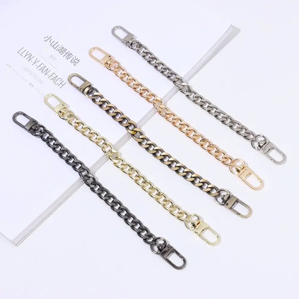 DIY Metal Flat Chain Mini Purse Chain with Metal Buckle for Messenger Bag Purse Strap Extender Handbag Accessory