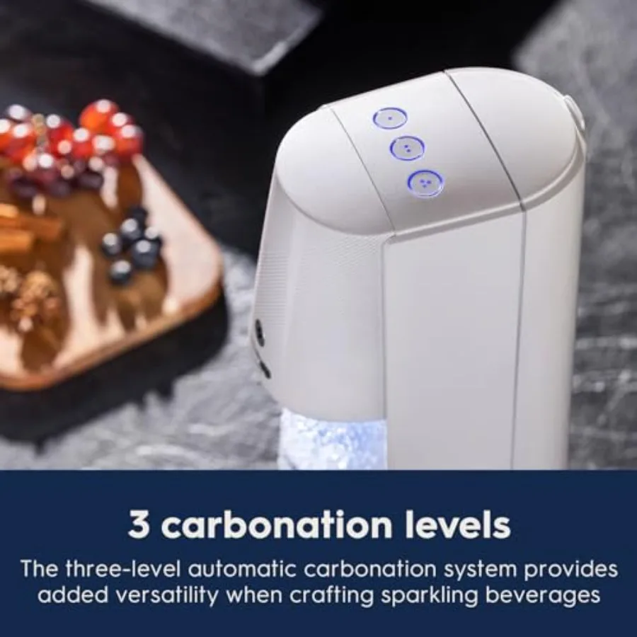 SodaStream - مجموعة أدوات صانع الصودا E-TERRA المكونة من 3 مستويات كربونات أوتوماتيكية تتضمن 1x أسطوانة ثاني أكسيد الكربون 1 × 32 أونصة سائلة آمنة للاستخدام في غسالة الأطباق #5