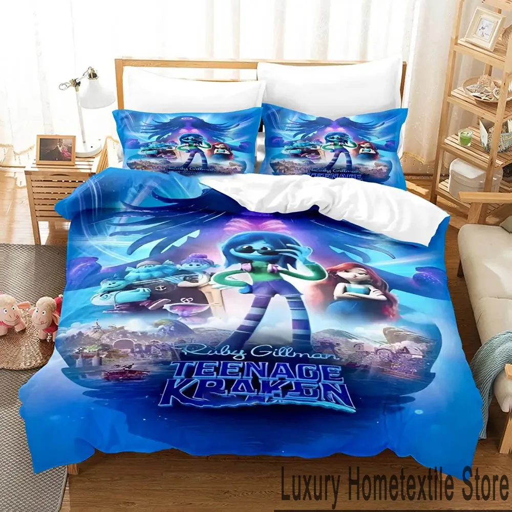 Cartoon Ruby Gillman Teenage Kraken Bedding Set Duvet Cover Bed Set Quilt Cover Pillowcase Comforter king Queen Size Boys Adult