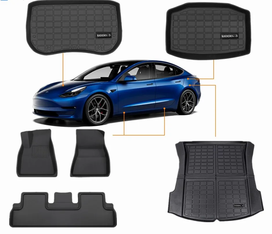 Factory Supply TPE Car Mats Factory All Weather Car Floor Mats 3D Rubber Car Carpets Mats for Tesla Model 3/Y