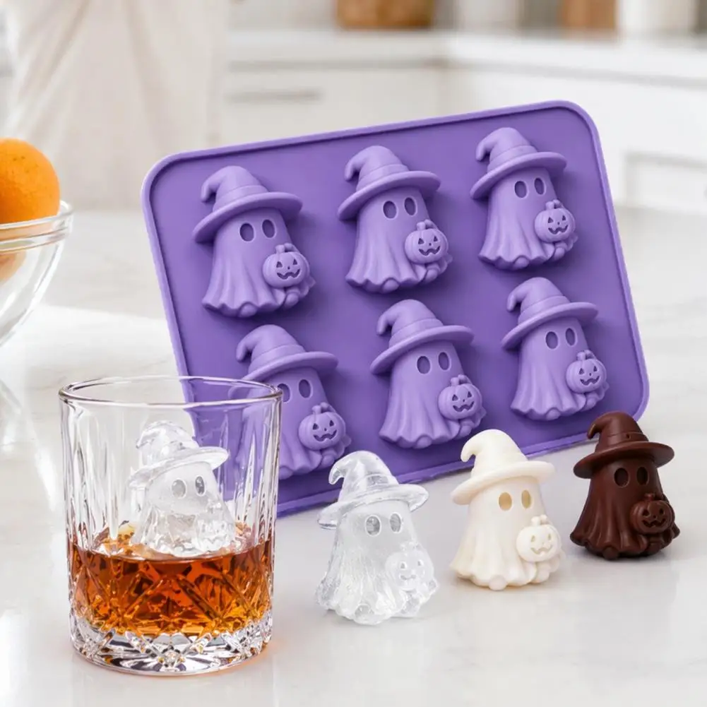 Scream Ice Molds Halloween Silicone Ice Cube Tray Set Ghost Pumpkin Bat Molds for Candy Chocolate Resin Crafts Flexible -free 4
