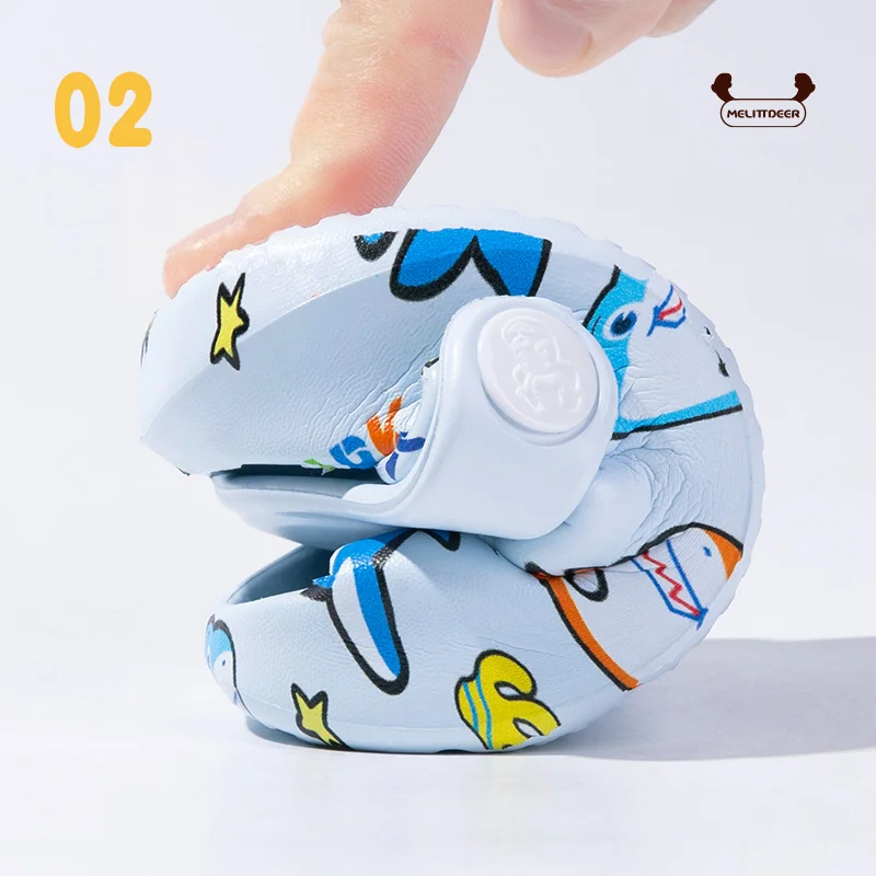 MELITTDEER Cartoon Sandals - 1 pairs of blue, beige and yellow printed shark slipppers, soft sole, indoor use,children slippers