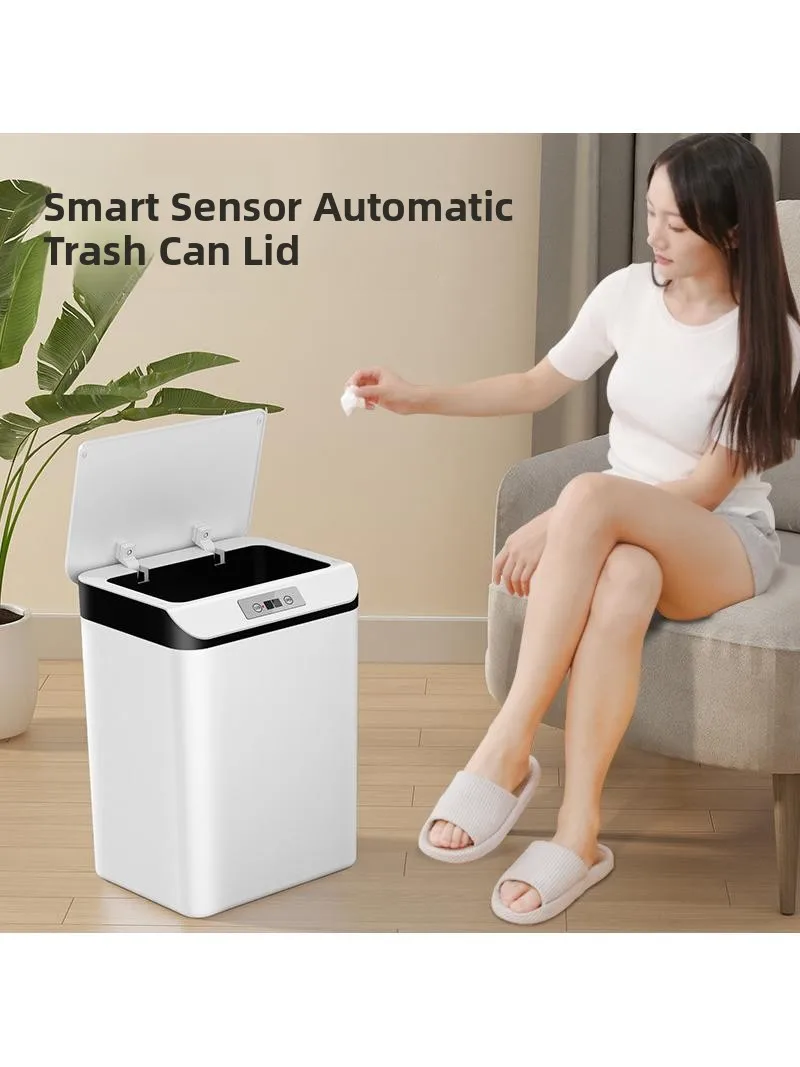 

Умный индукционный мусорный бак с крышкой для гостиной, кухни, домашнего использования, квадратный мусорный бак Auatic, мусорный бак Fly Cleani...