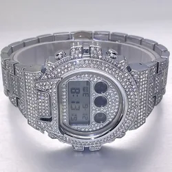 2022 Hip Hop Brand MISSFOX Sliver Fashion Watch Men Luxury Digital Smart Watches Full Iced Diamond Clocks Male Hot Free Shipping